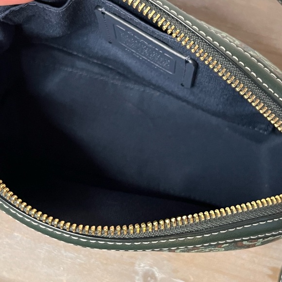 Coach Monogram Green Brown Canvas Crossbody Shoulder Bag - Picture 10 of 14